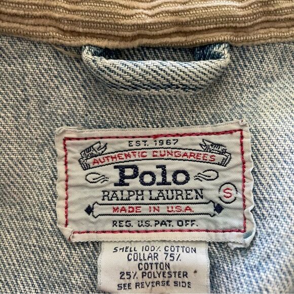 Vintage 90s Polo Ralph Lauren Indian Native American  Head Denim Jacket Size S - Picture 8 of 10